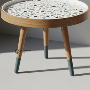 White Meena Wooden <b>Stool</b> – Hand Painted Decorative Round Accent <b>Stool</b> Handcrafted Side <b>Table</b> - Product Image 4