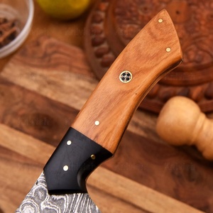 Couteau de chef personnalisé fait main Jexmoo avec lame en acier Damas de 8 pouces, manche en bois, étui en cuir - Cadeau pour chef - Product Image 5