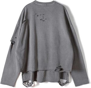 Men's Ripped Knitted <b>Pullover</b> <b>Sweater</b> Solid Color Long Sleeve Crew Neck Winter Wear Slight Stretch Polyester/Cotton - Product Image 2