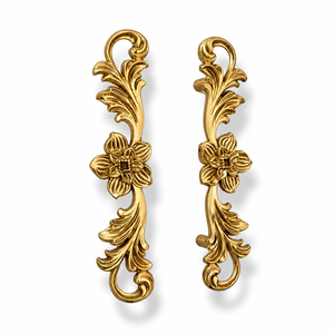 Luxury Solid Brass Floral Cabinet Handle Antique Gold Wardrobe Door Pull Decorative Furniture Hardware Drawer Knob Manufacturer - Product Image 1