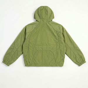 Conjunto de Chaqueta Cortavientos con Capucha y Pantalones Cortos para Hombre, Color Verde Oliva, Personalizado al por Mayor, de Secado Rápido, Tejido de Poliéster, Estilo Casual para Verano - Product Image 3