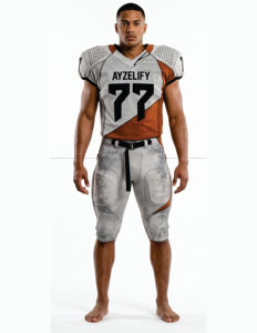 Aureon Sportswear Unisex American Football Jersey Set V-<b>Neck</b> Half Printed Breathable Mesh Moisture Wicking UV Protection 100% - Product Image 1