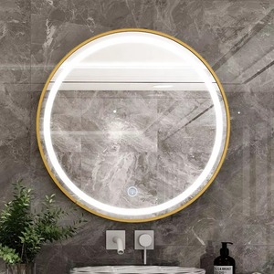 Modern Round Handmade Contemporary Bathroom <b>Mirror</b> Gold Metal Frame Wall Mounted Vanity <b>Mirror</b> REHMAN CRAFT - Product Image 2