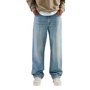 Manufacturer Direct Men's Wholesale Breathable Casual Dark Straight Solid Denim Jeans Embroidery for Summer Autumn Winter - Product Image 1