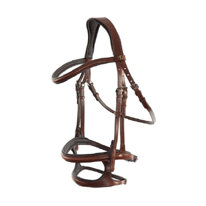 Têtière de spectacle pour cheval Western de qualité supérieure, en cuir, avec boucles argentées, design fantaisie à double oreille coulissante - Product Image 3
