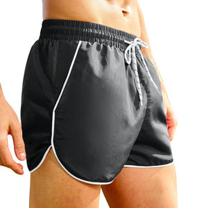 <b>Mens</b> Black Sporty Woven Mid Waist Lightweight Breathable Quick Dry Polyester Drawstring <b>Shorts</b> for Running Gym Beach Summer - Product Image 3