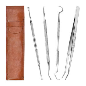 Kit d'outils dentaires 5 pièces en acier inoxydable 304, ensemble de nettoyage des dents avec lime, crochet, spatule et forceps, hygiène dentaire professionnelle - Product Image 1