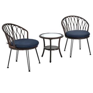Set da Esterno U_STYLE in 2 Pezzi, Sedie Singole in Rattan con Tavolo Rotondo in Vetro per Terrazze, Balconi o Cortili - Product Image 6