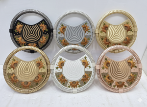 Pochette de luxe en faux daim ornée de tournesols et de perles faites à la main |   Sac à main de soirée brodé floral de qualité supérieure pour mariage |   Sac de mariée décontracté et tendance - Product Image 2