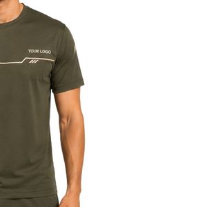 T-shirt de sport pour homme vert olive, séchage rapide, pour la gym, la course et l'entraînement, personnalisable, vêtements de sport imprimés - Product Image 4
