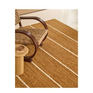 Tapis plat en laine de Nouvelle-Zélande fait main de qualité supérieure, brun, avec un motif rayé texturé doux pour la décoration intérieure moderne - Product Image 6