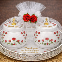 JM INTERNATIONAL JM129 Ensemble de plateaux cadeaux ronds en métal de style bohème pour Diwali et les mariages