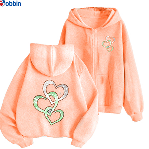 เสื้อฮู้ดซิปหน้าพิมพ์ลายโอเวอร์ไซส์สำหรับผู้หญิงไซส์ใหญ่ ขายดีอันดับต้นๆ กำลังฮิตในฤดูหนาว ไม่มีซับใน โลโก้ด้านหน้า ODM ผ้า 100% - Product Image 3
