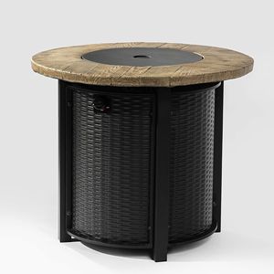 Tavolo con Braciere a Propano Rotondo da 30 Pollici con Rocce Laviche, Elegante Caminetto da Esterno per Intrattenimento all'Aperto - Product Image 6