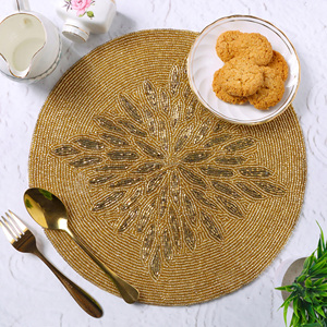 High Quality <b>round</b> Decorative Glass Beads <b>Table</b> <b>Mats</b> Unique Design Luxury Cloth Placemats Budget-Friendly Price - Product Image 3