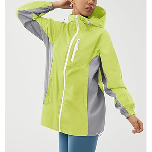 Chaqueta Cortavientos Verde Lima para Mujer, Impermeable, Plegable, con Capucha, Ropa Deportiva para Exteriores, Diseño en Contraste - Product Image 2