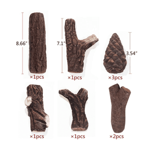 ชุดไม้เซรามิกสำหรับเตาผิง 9 ชิ้น สำหรับใช้ภายในหรือภายนอกอาคาร อุปกรณ์เสริมเตาผิงแก๊สปลอม - Product Image 3