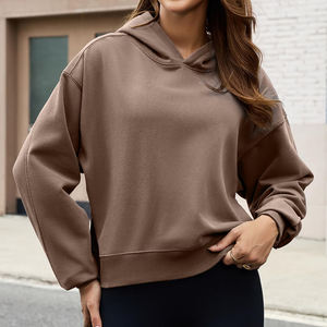 Sudadera con capucha Y2K personalizada con cremallera, corte holgado, costuras en contraste, tejido gofrado, top corto de punto para mujer - Product Image 1