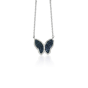 Collar con Colgante de Diamantes Naturales Blancos y Azules de 0.87 Cttw para Mujer en Plata de Ley 925, Cadena de 18 Pulgadas, Corte Redondo (Color G-H) - Product Image 2