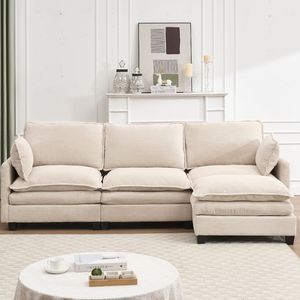 Nuevo sofá modular de terciopelo de 3 asientos en forma de U, sofá grande y cómodo tapizado, 1 otomana, 2 lumbares, sala de estar - Product Image 2