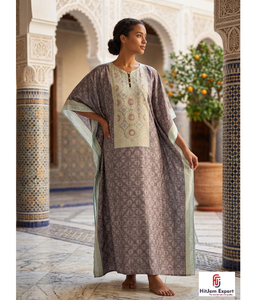 Women Printed <b>Kaftan</b> Dress Loose Fit Beach Wear <b>Summer</b> Cover Up Island Resort Style Lightweight Fabric Bulk Supply - Product Image 1