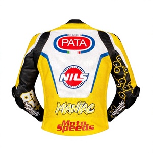 Andrea Iannone Yellow WSBK <b>Racing</b> <b>Jacket</b> Rucati Leather <b>Racing</b> <b>Jacket</b>/Chaquetta Flexible Stretch Panels Comfort Fit Impact CE - Product Image 2