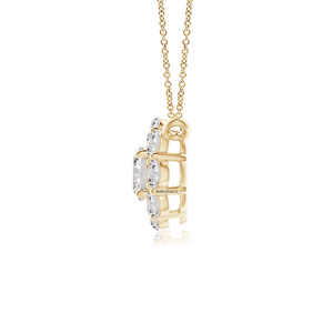 Colgante de Diamante Cultivado en Laboratorio con Certificado IGI, Diseño de Halo Floral de Lujo, Regalo para Mujer, Oro 10K 14K 18K, Plata 925 935 - Product Image 4
