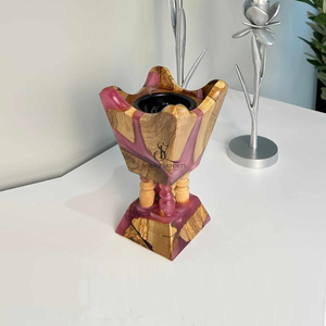 Quemador de incienso de madera y resina con detalles en lámina negra. Porta Incienso Cuadrado con Efecto Ónix Blanco para Aromatizar el Hogar - Product Image 3