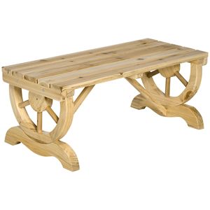 Panca da veranda moderna/antica a forma di ruota di carro per giardino, patio, cortile, parco - per 2 persone, finitura naturale per esterni - Product Image 1