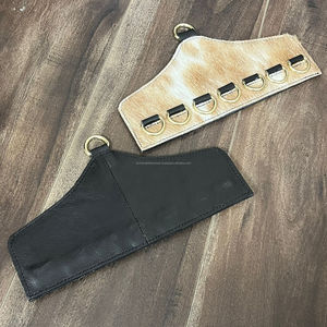 Soporte de Pared para Bufandas y Paños de Cuero Vacuno Premium 2025, Estilo Rústico Occidental con Anillos Metálicos, Organizador Decorativo para el Hogar - Product Image 6