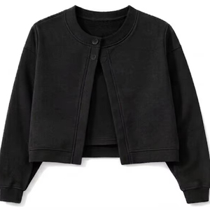Cárdigan de Punto Transpirable Antipilling Negro para Mujer con Logotipo Personalizado, Manga Larga, Cuello con Botones, Estilo Casual, Color Sólido - Product Image 1
