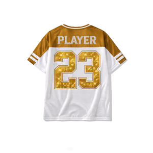 Maillot de football américain en maille avec strass pour femme, respirant, en polyester, col en V, streetwear, uniforme d'équipe, personnalisable OEM - Product Image 4