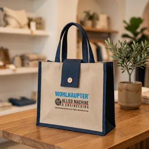 Jute <b>Shopping</b> <b>Bag</b> 14x16x5 Inch Eco Friendly <b>Reusable</b> Carry Tote for Market Grocery Retail Stores Events and Promotional - Product Image 2