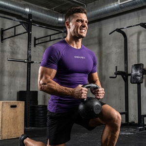 <b>Men</b> <b>Compression</b> T <b>Shirt</b> Light Purple Short Sleeve Athletic Gym Training Sportswear Custom Logo Fitness Running Workout <b>Shirt</b> - Product Image 4