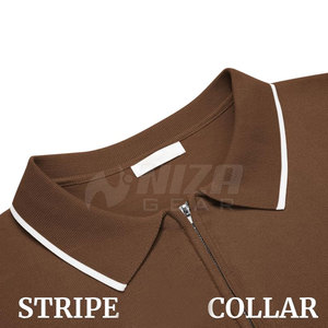 Pull en tricot à col zippé marron pour homme, manches longues, col rabattu, décontracté, respirant, vêtements d'hiver NIZA GEAR, respectueux de l'environnement - Product Image 3