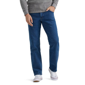 Men's Jeans Pants Mid-Waist <b>Light</b> Blue Denim Jeans Basic Slim Straight-Leg <b>Trousers</b> Custom Logo Cotton Jeans For Men - Product Image 6