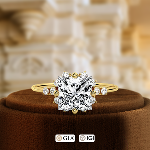 Anillo de Compromiso Solitario con Diamante Cultivado en Laboratorio, Corte Princesa, 1.5CT, Certificado por IGI, Oro Amarillo de 14k, Regalo de Aniversario de Bodas, para Fiesta - Product Image 3