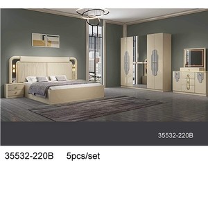 Juego de dormitorio moderno 35532-202D, muebles de madera tamaño completo con cabecero iluminado y armario con espejo - Product Image 3