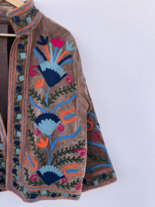 Wholesale <b>Reversible</b> Vintage Embroidered Floral Pattern Velvet Bomber <b>Jacket</b>-Eco-Friendly Windproof Breathable Unisex Winter - Product Image 5