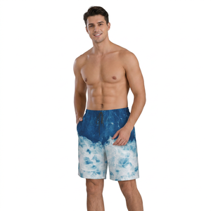 Shorts de bain imprimés pour hommes, séchage rapide, cordon de serrage, décontractés, avec poches, taille mi-haute, 100 % polyester - Product Image 2