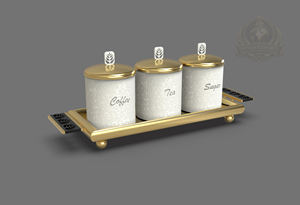 ชุดชามเสิร์ฟอลูมิเนียมเคลือบทองหรูหราพรีเมียมสั่งทำพิเศษสำหรับส่งออกไปอินเดีย พร้อมโถใส่น้ำตาล ชา กาแฟ เป็นมิตรกับสิ่งแวดล้อม เหมาะสำหรับโรงแรม - Product Image 6