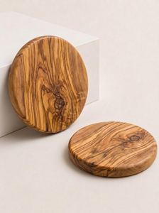 Single Wooden <b>Coaster</b> Natural Solid Wood Heat Resistant Eco-Friendly Modern Minimalist Style for <b>Drinks</b> - Product Image 3