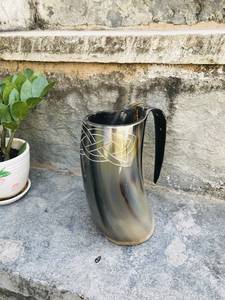 Natural Horn Viking Drinking Beer Mug with Solid Hand Grip Eco-Friendly & Dishwasher Safe for Party Occasions - Product Image 6