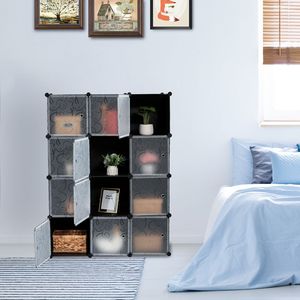 Organizzatore Armadio a 12 Cubi Cube Storage, Armadio Fai-da-te con Ante Bianche e Nere, Scaffali Contenitori Cubi RT - Product Image 2
