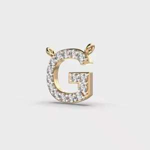 Colgante de Lujo Unisex con Letra G de Moissanita de Corte Brillante Bañado en Rodio, Plata de Ley 925, Joyería Inicial para Fiesta o Eventos Religiosos - Product Image 3