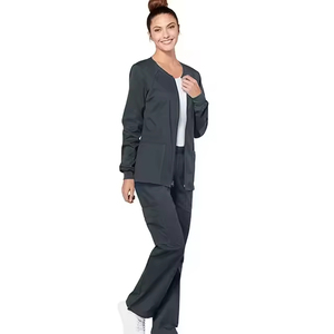 Blouse unisexe de la série américaine pour uniformes hospitaliers, veste zippée en tissu TRS chaud, imprimée, pour infirmières - Product Image 2
