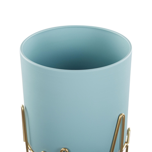Macetero Metálico Azul Cielo Moderno con Elegante Soporte de Alambre Dorado, Maceta Cilíndrica Decorativa para Plantas de Interior, Sala de Estar - Product Image 5