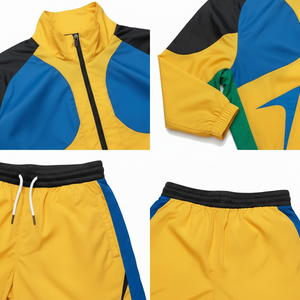 Streetwear <b>Men</b> Windbreaker Shorts <b>Jacket</b> Sets Printed Casual Zip Two-Piece Reflective Nylon Tracksuit - Product Image 4