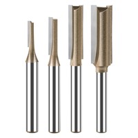 4pcs 1/4 Shank 6,8,10,12mm Carbide Tipped Double Flute Milling Cutter Grooving Trim Bit Straight Router Bit