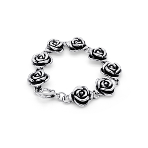 Bracelets en argent 925 avec chaîne en forme de rose, design classique romantique à maillons floraux [19,3x20,0 mm] - Product Image 1